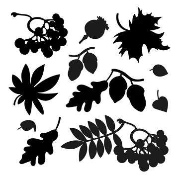 AUTUMN SYMBOLS FOR PLOTTER Contour Vector Illustration Set Stock Illustration
