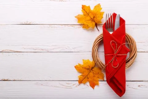 Autumn table setting Stock Photos