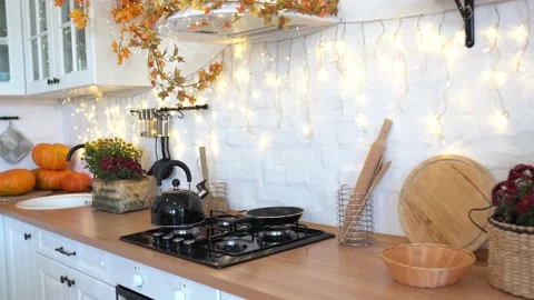 Autumn table setting with pumpkins. Thanksgiving dinner and autumn decoration. Stock Footage 139710239