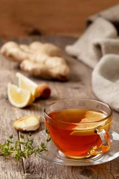 Autumn tea with ginger Stock Photos