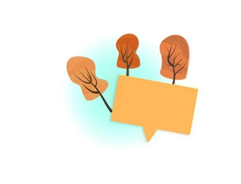 Autumn template. speech bubble and trees decoration. Elements for season desi Stock Illustration