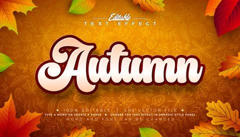 Autumn Text Effect Design Editable and Scalable Vector Graphic Style with S.. Illustrazione stock