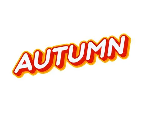 Autumn text effect isolated on white colourful design vector. Text or inscrip Illustrazione stock