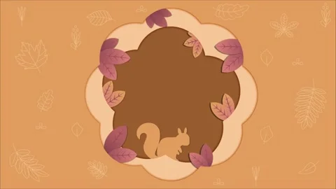 Autumn Theme Isolated background with squirrel. Background Autumn Stock Footage 307694775