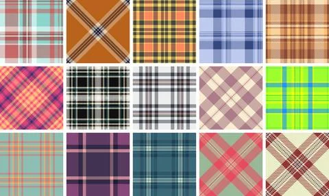 Autumn themed plaid pattern pack for licensing. Market ready tartan designs s Illustrazione stock