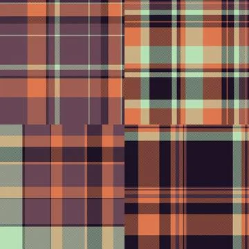 Autumn themed plaid pattern pack for editorial layouts. Tartan backgrounds fr Stock Illustration