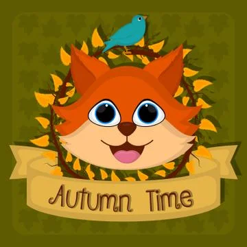 Autumn time card Stock Illustration