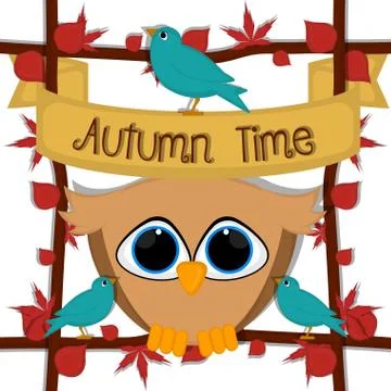 Autumn time card Stock Illustration