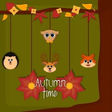 Autumn time card Stock Illustration