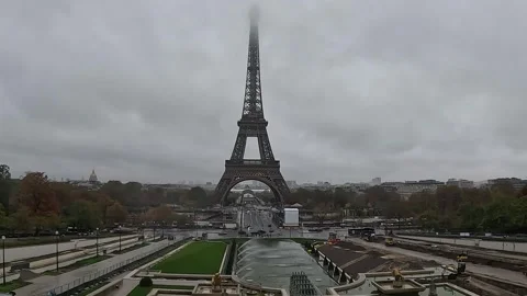 Autumn Time-Lapse of Eiffel Tower with Clouds Stock Footage 283922960