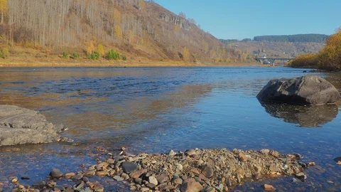 Autumn time river Stock Footage 96305176