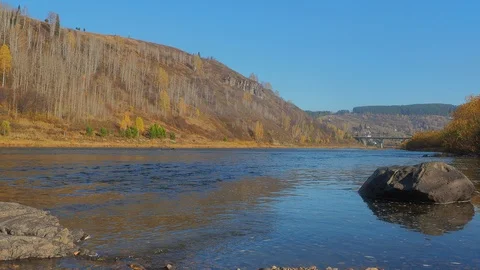 Autumn time river Stock Footage 96305180