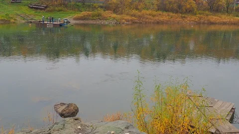 Autumn time river Stock Footage 96306263