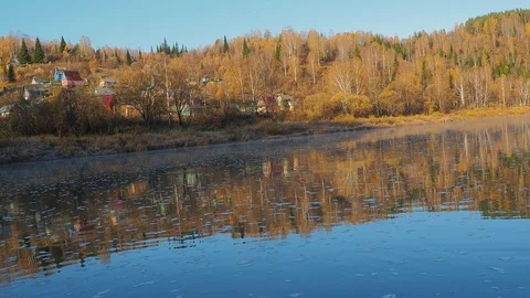 Autumn time river Stock Footage 96306382