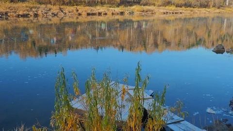Autumn time river Stock Footage 96306469