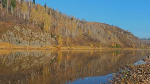 Autumn time river Stock Footage 96405486