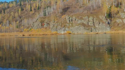 Autumn time river Stock Footage 96405496