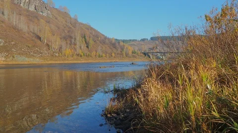 Autumn time river Video stock 96405509