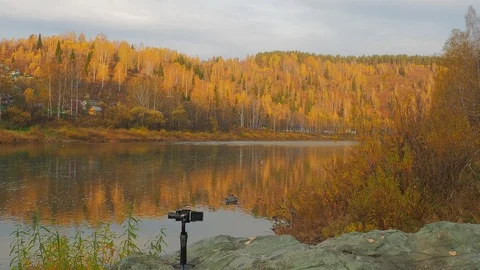 Autumn time river Video stock 96405723
