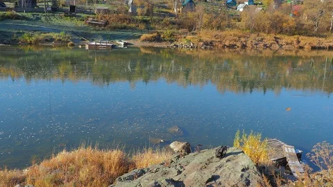 Autumn time river Video stock 96405801