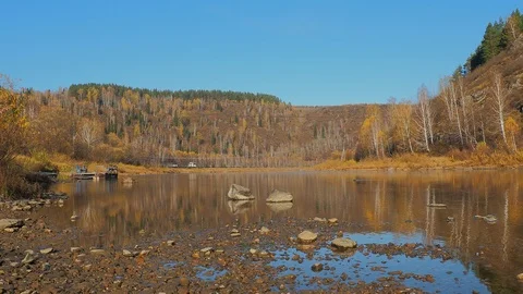 Autumn time river Stock Footage 96406275