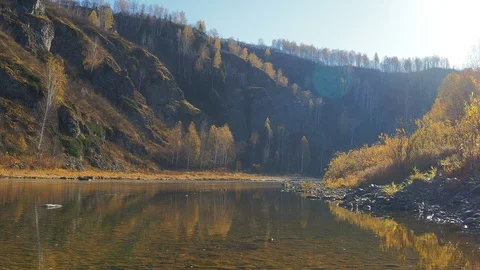 Autumn time river Stock Footage 96406307