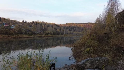 Autumn time river Stock Footage 96406619