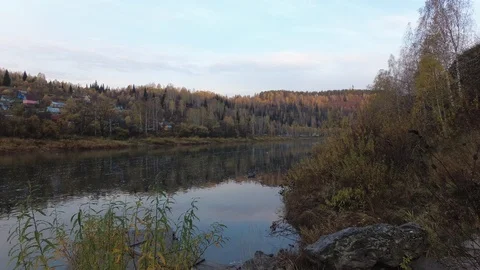 Autumn time river Stock Footage 96406626