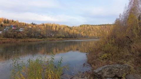 Autumn time river Stock Footage 96406669