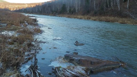 Autumn time river Stock Footage 97579985