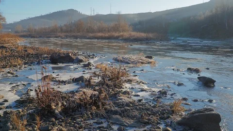 Autumn time river Video stock 97810838