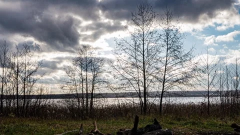 Autumn timelapse with camera movement on Lake Baikal Stock Footage 255735301