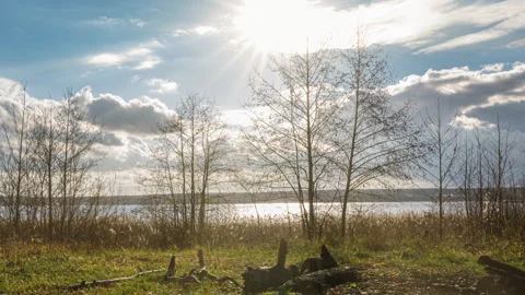 Autumn timelapse with camera movement on Lake Baikal Stock Footage 256183199