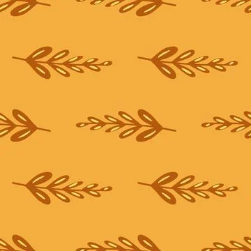 Autumn tones seamless pattern with light brown simple branches elements. Oran Stock Illustration