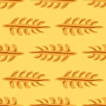 Autumn tones seamless pattern in orange tones with doodle tropic leaf branche 스톡 일러스트