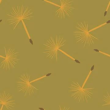 Autumn tones seamless pattern with orange random dandelion elements print. Be Stockillustratie