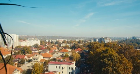 Autumn town view from an appartment window. Stock Footage 117980960