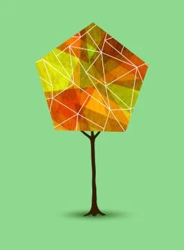 Autumn tree in abstract geometry shape style Stock Illustration