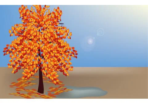 Autumn tree against the sky Stock Illustration