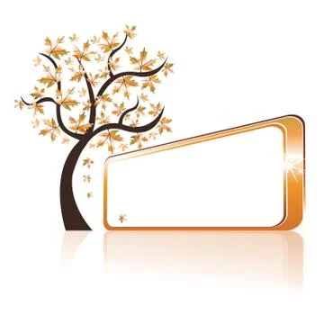 Autumn tree and frame for your text, vector illustration Stock Illustration