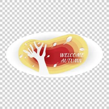 Autumn tree and leaf falling paper art. vector illustration Illustrazione stock