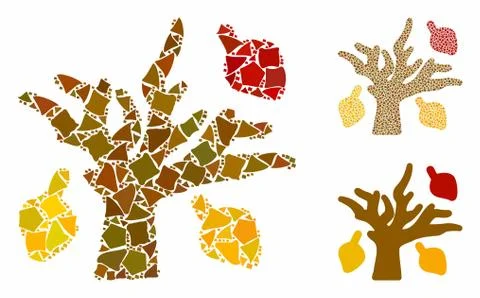 Autumn tree Composition Icon of Abrupt Elements Stock Illustration