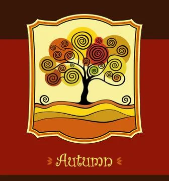 Autumn tree. defoliation leaf fall Stock Illustration