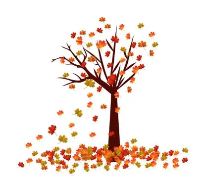 Autumn tree. Fall Leaves Background Illustrazione stock