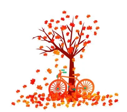 Autumn tree. Fall Leaves Background Illustrazione stock