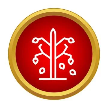 Autumn tree with falling leaves icon Stock Illustration