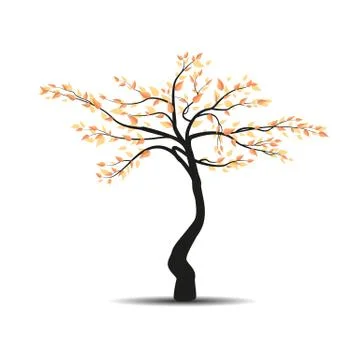 Autumn tree with falling leaves Stock Illustration