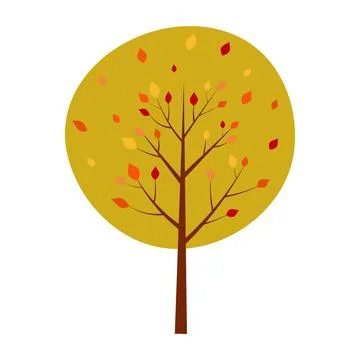 Autumn tree with falling leaves Illustrazione stock
