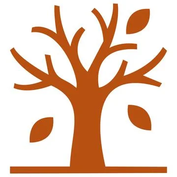 Autumn tree falling leaves nature season icon Stock Illustration