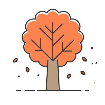 Autumn tree with falling leaves single seasonal icon Stock Illustration
